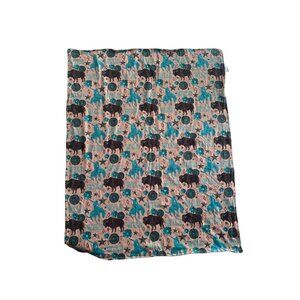 Baby Blanket/Car Seat Cover 35x35 Reversible Brown Minky & Western Print Fabric